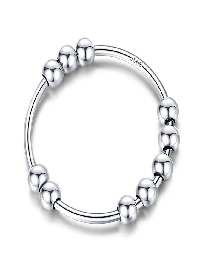 BLBLJERY Fidget Anxiety Ring for Women, 925 Sterling Silver Spinning Fidget Ring with Bead - Stress Relief Jewelry Ideal Gift, Thumb Rings for Anxiety (Size 7) - Image 1